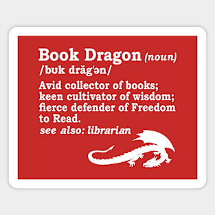 Book Dragon Definition in White Magnet